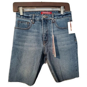 Union Bay Bermuda Shorts Denim Juniors sz 3 High Rise Blue Raw Hem New